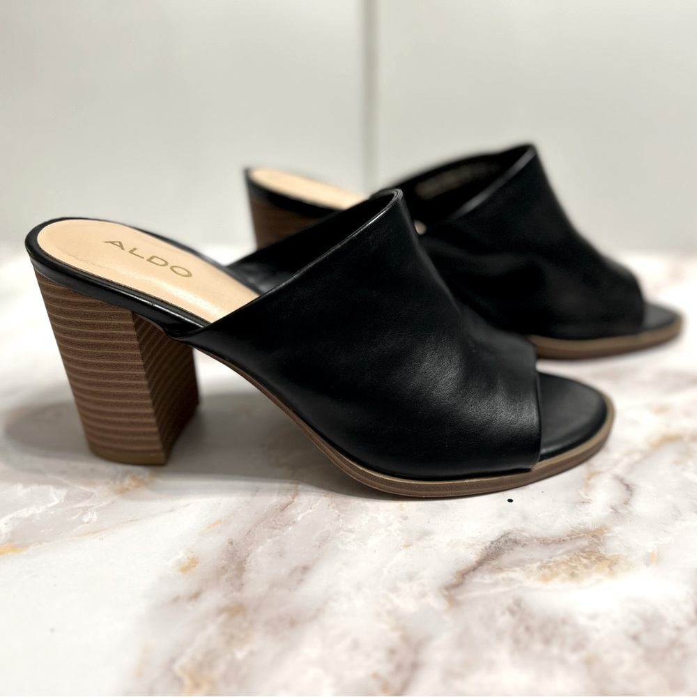 Aldo heel open-toe slip on mules